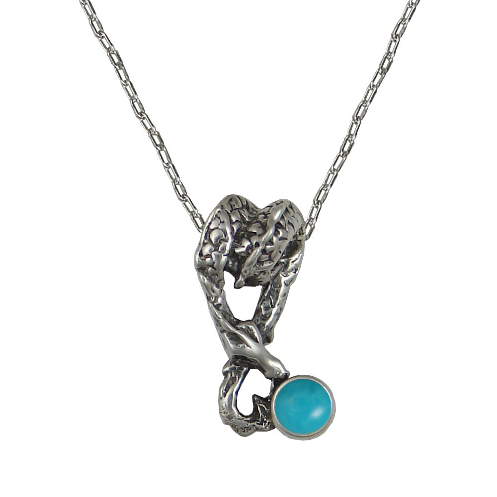 Sterling Silver Sleeping Dragon Pendant With Turquoise